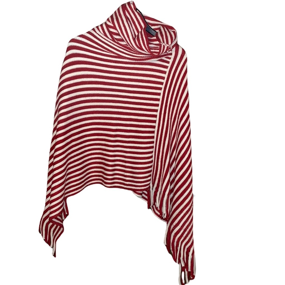 Red and white pull over shawl